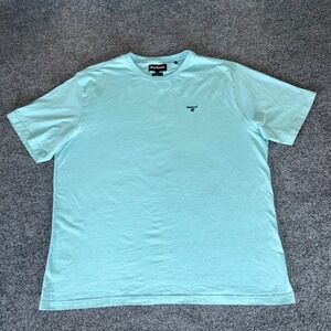 Barbour T-Shirt XXL Tailored Fit Light Blue‎ Cotton Casual Logo Tee Mens 2XL